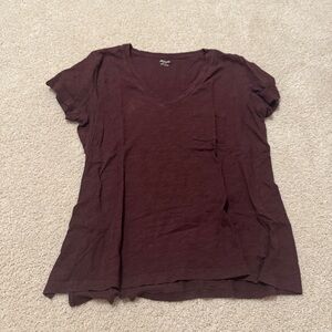 Madewell Women's Casual cotton Maroon Tshirt